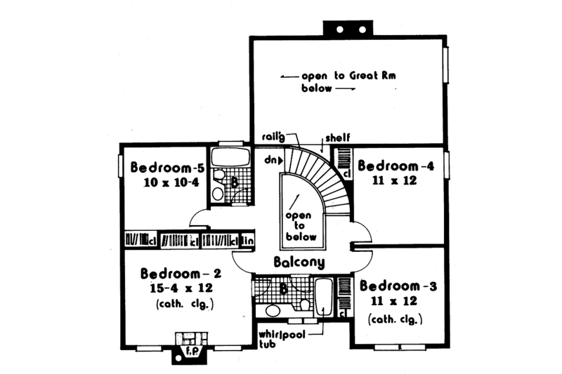 Home Plan - Floor Plan - Upper Floor for Traditional House Plan #3-331 - 5 bed, 3.5 bath