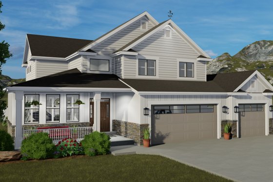 Exterior - Front Elevation 3 for Craftsman House Plan #1060-65 - 3 bed, 2.5 bath