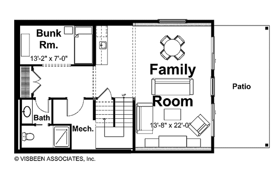 Floor Plan - Lower Floor for Traditional House Plan #928-109 - 2 bed, 1.5 bath