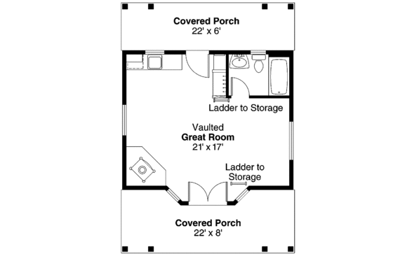 Floor Plan - Main Floor for Country House Plan #124-1086 - 1 bed, 1 bath