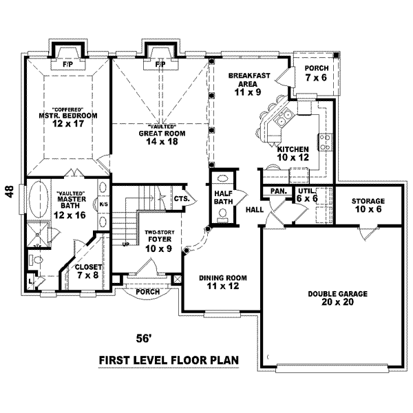 Floor Plan - Main Floor for European House Plan #81-1428 - 3 bed, 2.5 bath