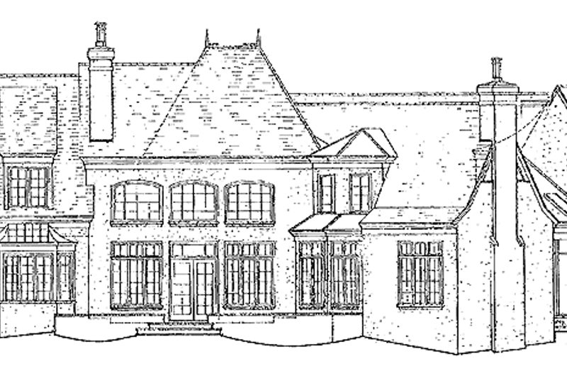 House Blueprint - Exterior - Rear Elevation for European House Plan #453-242 - 5 bed, 4 bath