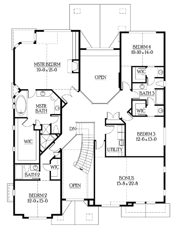 House Blueprint - Craftsman Floor Plan - Upper Floor Plan #132-482