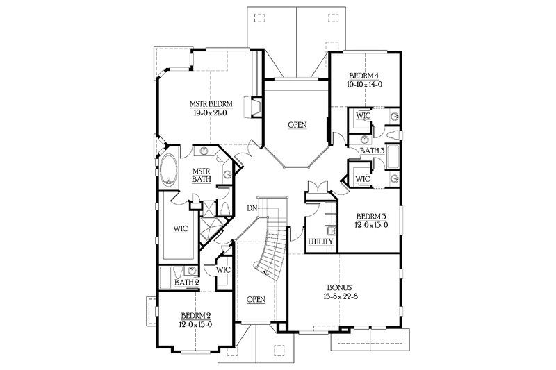 Home Plan - Floor Plan - Upper Floor for Craftsman House Plan #132-482 - 5 bed, 4.5 bath