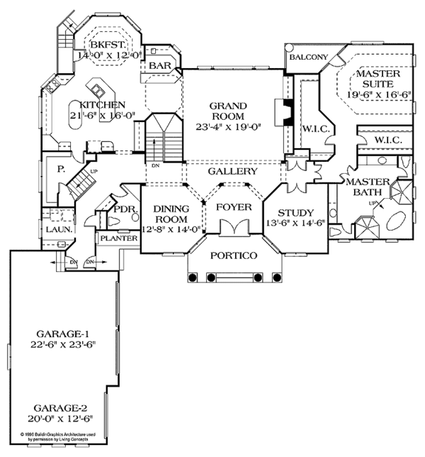 House Design - Mediterranean Floor Plan - Main Floor Plan #453-177