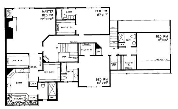 Architectural House Design - Tudor Floor Plan - Upper Floor Plan #72-874