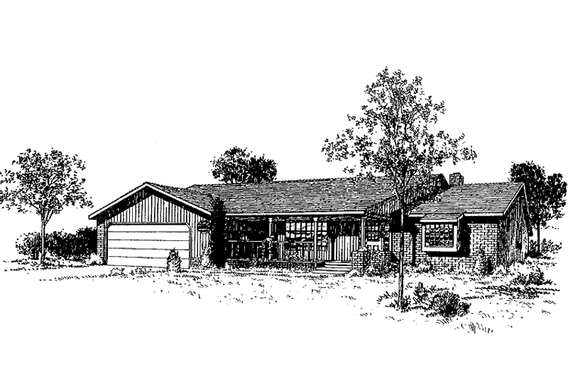 Dream House Plan - Exterior - Front Elevation 3 for Ranch House Plan #60-990 - 2 bed, 2 bath