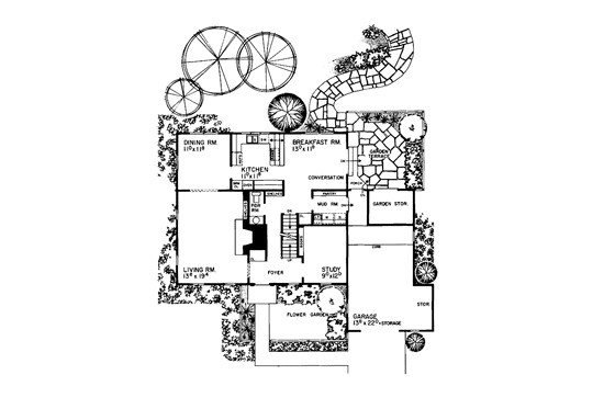 Floor Plan - Main Floor for Colonial House Plan #72-682 - 3 bed, 2.5 bath