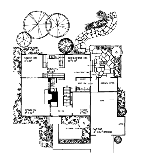 Architectural House Design - Colonial Floor Plan - Main Floor Plan #72-682