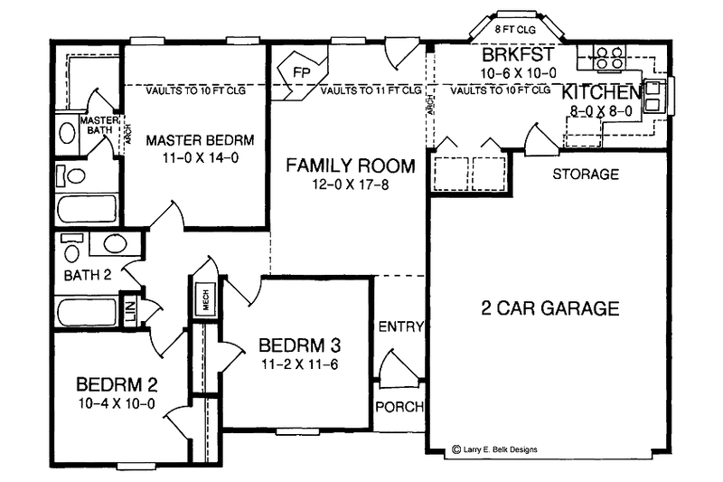 Dream House Plan - Floor Plan - Main Floor for Ranch House Plan #952-190 - 3 bed, 2 bath