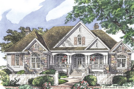 Exterior - Front Elevation 4 for Country House Plan #929-13 - 4 bed, 3 bath