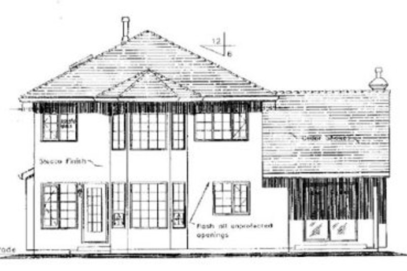 Architectural House Design - Exterior - Rear Elevation for European House Plan #18-255 - 3 bed, 2.5 bath