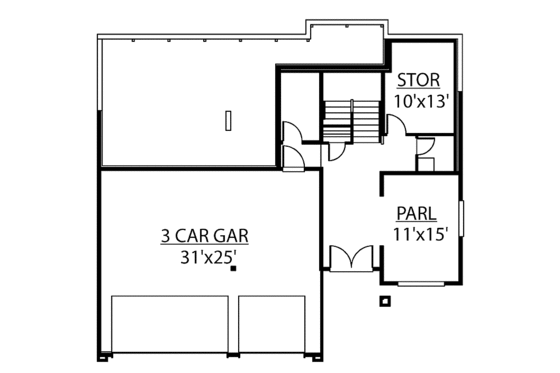 Floor Plan - Lower Floor for Craftsman House Plan #951-18 - 3 bed, 2 bath