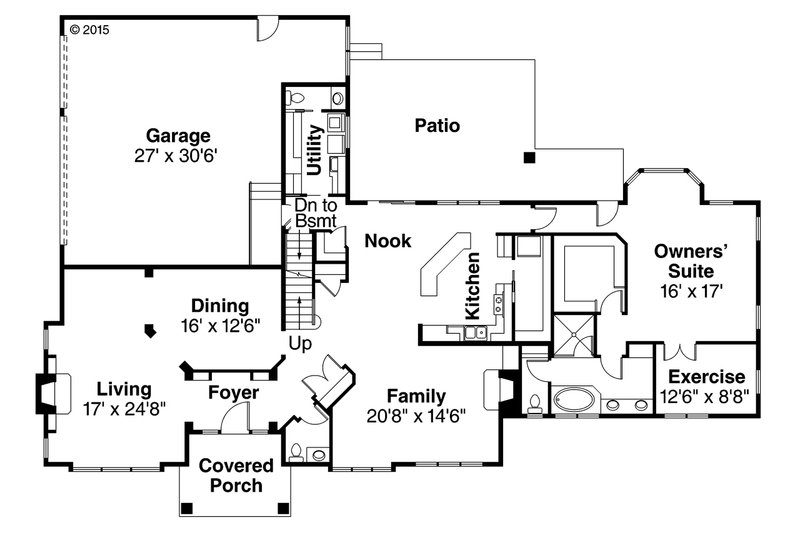 House Blueprint - Floor Plan - Main Floor for Traditional House Plan #124-1008 - 4 bed, 3.2 bath