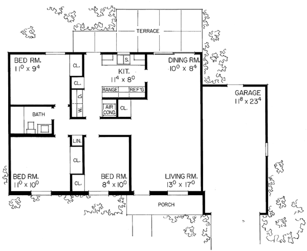 Architectural House Design - Ranch Floor Plan - Main Floor Plan #72-548