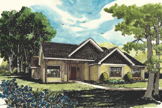 Exterior - Front Elevation 3 for Ranch House Plan #942-21 - 3 bed, 2 bath