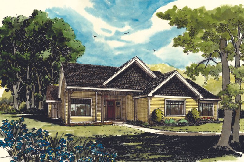 Architectural House Design - Exterior - Front Elevation 3 for Ranch House Plan #942-21 - 3 bed, 2 bath