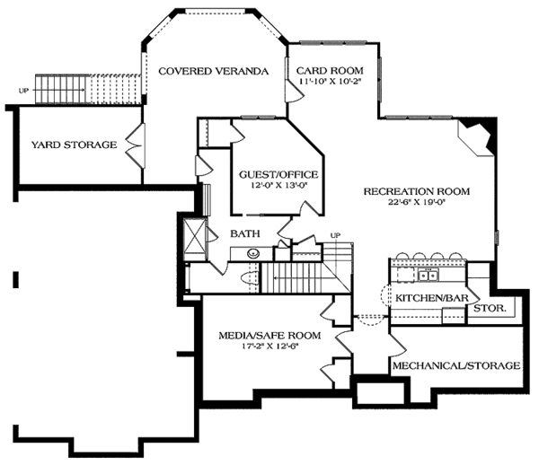 House Blueprint - Country Floor Plan - Lower Floor Plan #453-448