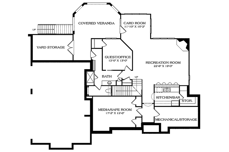 House Plan Design - Floor Plan - Lower Floor for Country House Plan #453-448 - 4 bed, 4.5 bath