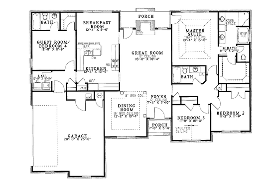 Floor Plan - Main Floor for Ranch House Plan #17-2731 - 4 bed, 3 bath