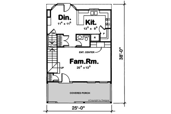 Floor Plan - Main Floor for Farmhouse House Plan #20-2635 - 3 bed, 2.5 bath