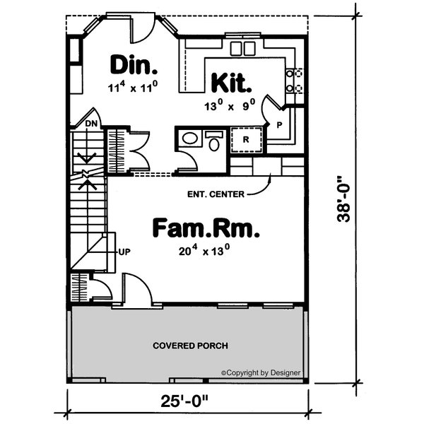 House Blueprint - Floor Plan - Main Floor for Farmhouse House Plan #20-2635 - 3 bed, 2.5 bath