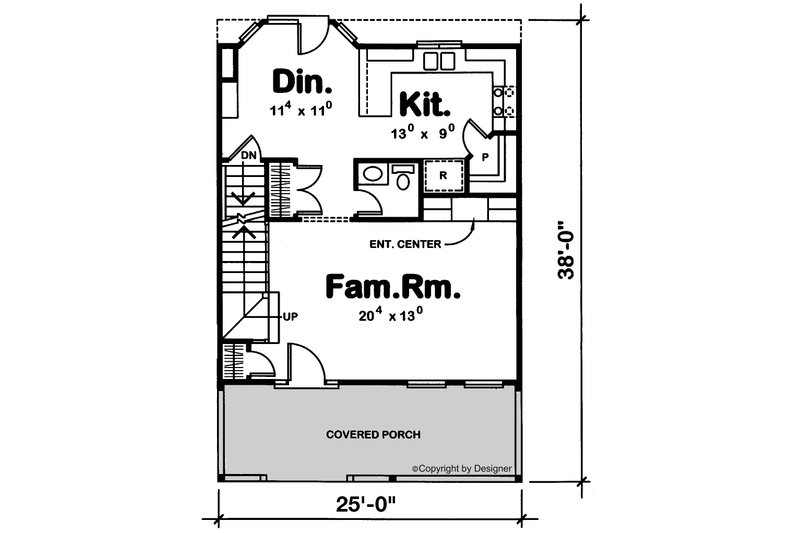 House Blueprint - Floor Plan - Main Floor for Farmhouse House Plan #20-2635 - 3 bed, 2.5 bath