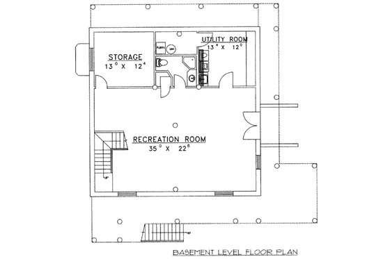 Floor Plan - Lower Floor for Log House Plan #117-496 - 2 bed, 3 bath