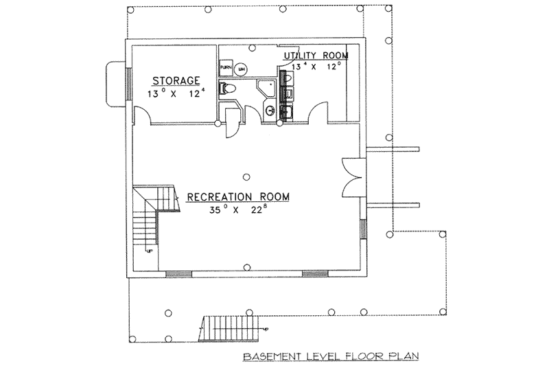Architectural House Design - Floor Plan - Lower Floor for Log House Plan #117-496 - 2 bed, 3 bath