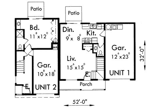 Floor Plan - Main Floor for Traditional House Plan #303-373 - 3 bed, 1.5 bath