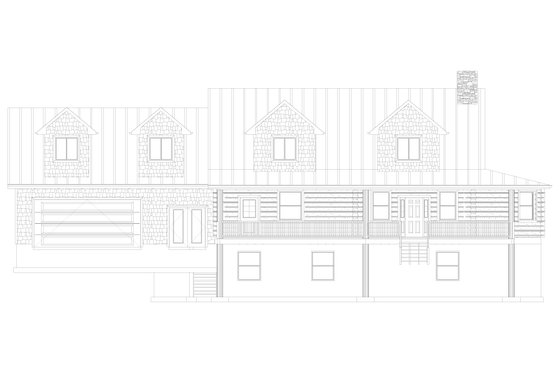 Exterior - Rear Elevation for Log House Plan #1060-306 - 4 bed, 4 bath