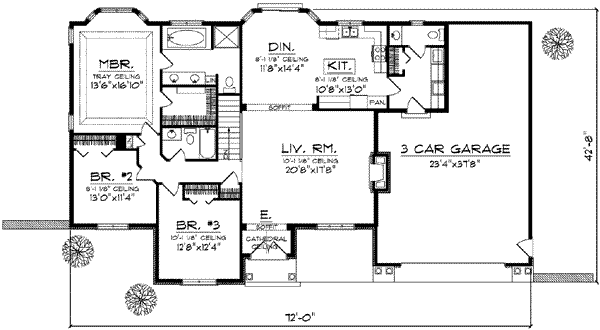 Architectural House Design - Traditional Floor Plan - Main Floor Plan #70-645