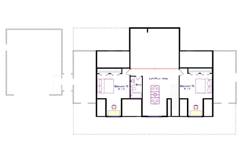 House Blueprint - Floor Plan - Upper Floor for Farmhouse House Plan #1115-11 - 3 bed, 2.5 bath