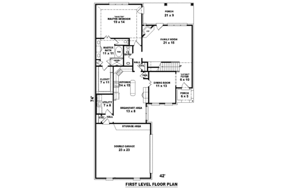 Floor Plan - Main Floor for Colonial House Plan #81-1461 - 3 bed, 2.5 bath