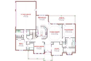 Floor Plan - Main Floor for European House Plan #63-167 - 4 bed, 3.5 bath