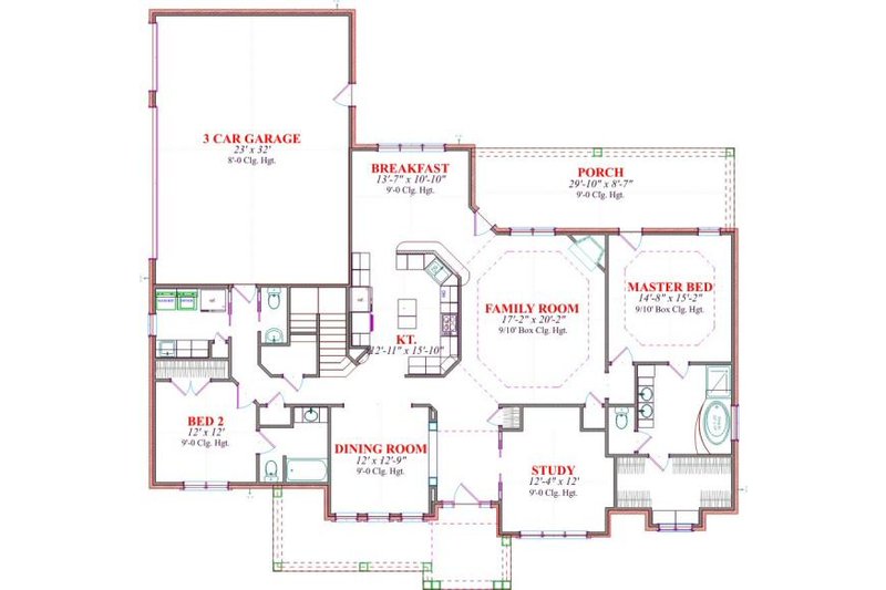 House Blueprint - Floor Plan - Main Floor for European House Plan #63-167 - 4 bed, 3.5 bath