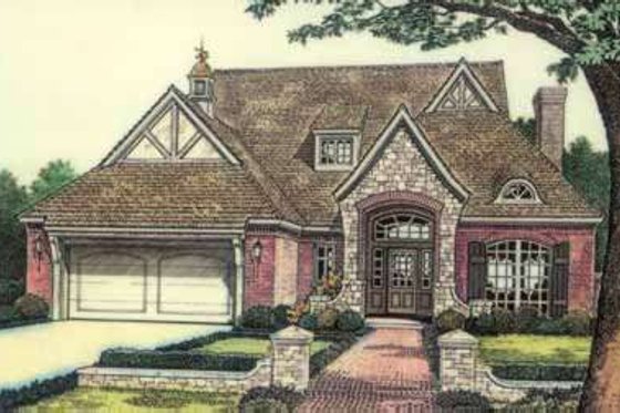 Exterior - Front Elevation for Tudor House Plan #310-491 - 3 bed, 2.5 bath