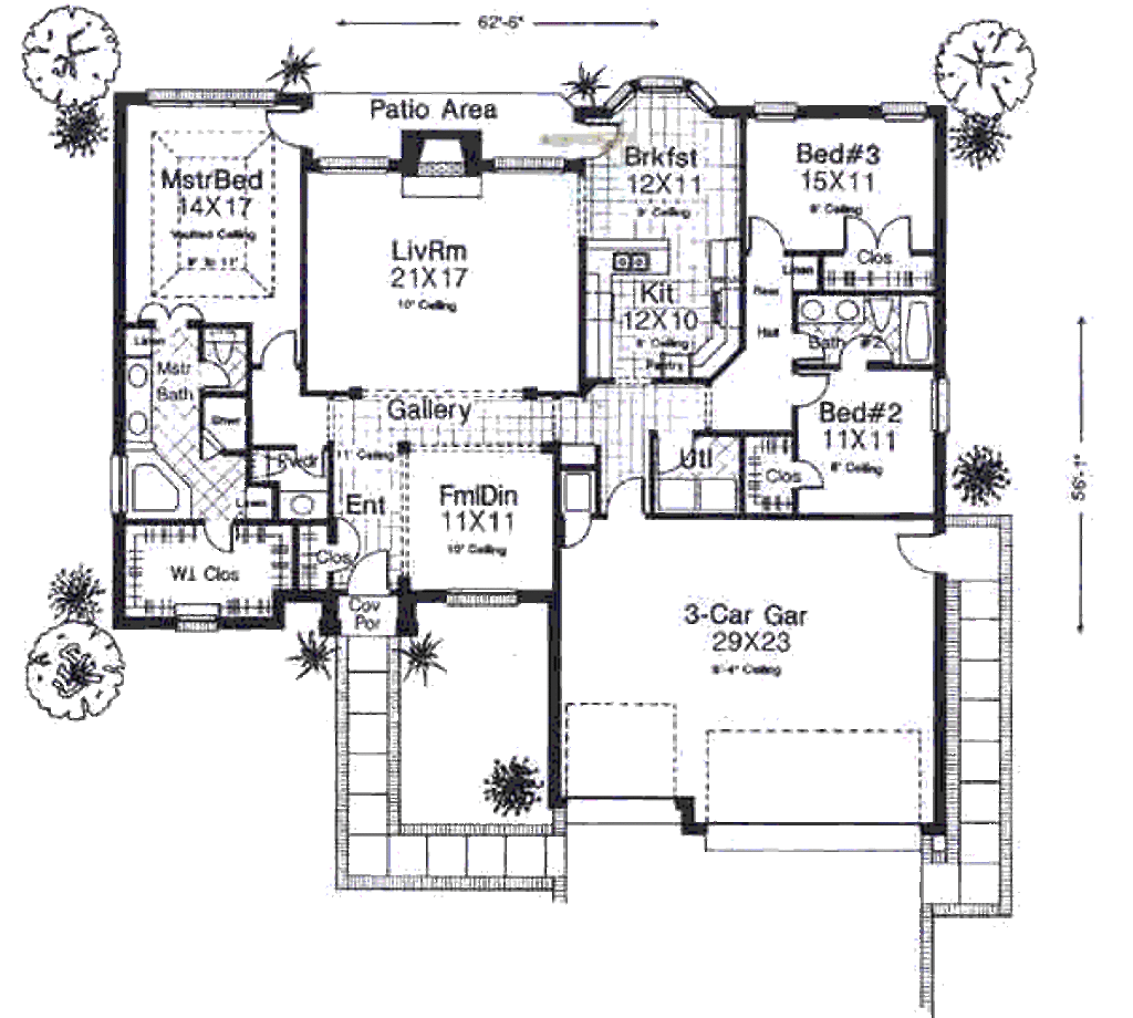 European Style House Plan 3 Beds 2 5 Baths 2090 Sq Ft 