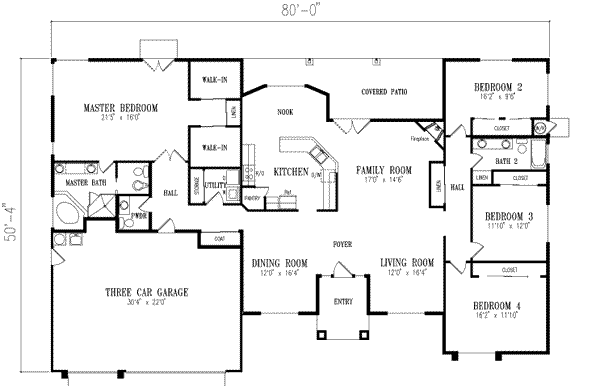 House Design - Adobe / Southwestern Floor Plan - Main Floor Plan #1-663
