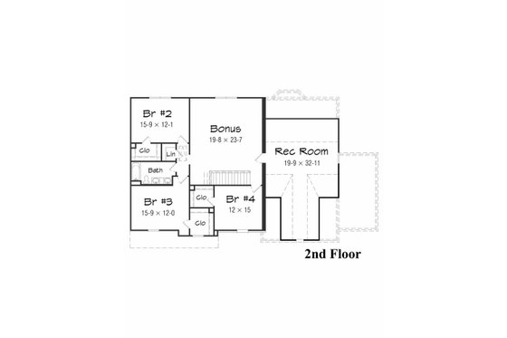 Floor Plan - Upper Floor for Farmhouse House Plan #329-387 - 5 bed, 2.5 bath