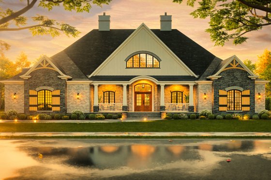 Exterior - Front Elevation 6 for European House Plan #119-350 - 3 bed, 3.5 bath