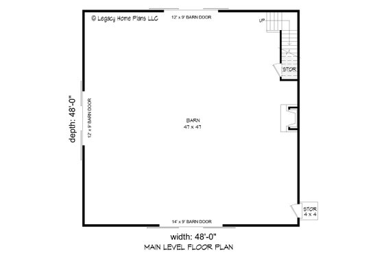 Floor Plan - Main Floor for Farmhouse House Plan #932-960, 0 bath