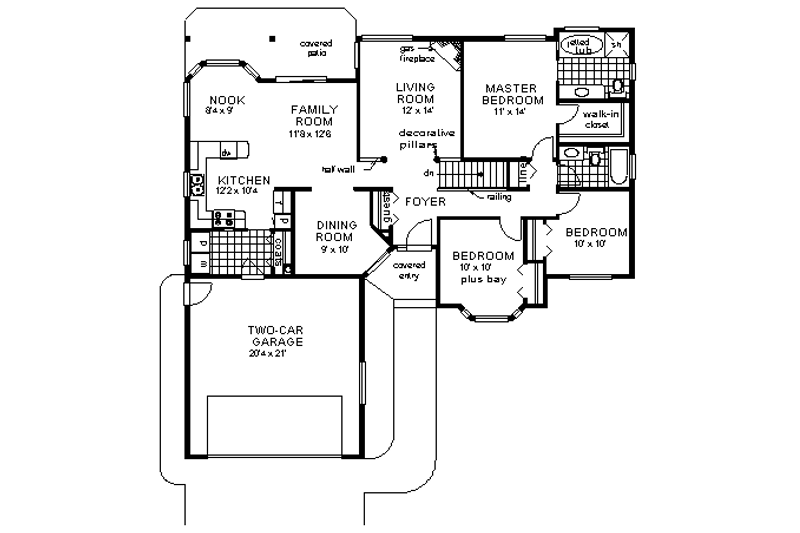 Home Plan - Floor Plan - Main Floor for Ranch House Plan #18-197 - 3 bed, 2 bath
