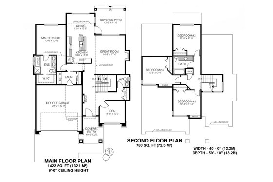 Floor Plan - Main Floor for Prairie House Plan #1100-51 - 4 bed, 3 bath