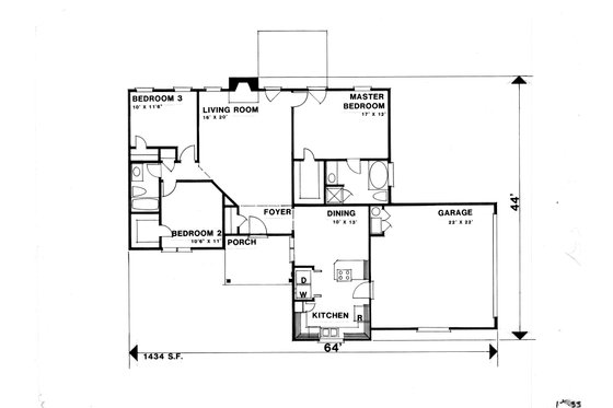 Floor Plan - Main Floor for Ranch House Plan #30-319 - 3 bed, 2 bath
