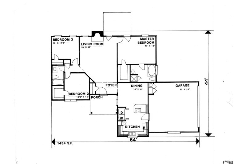 Home Plan - Floor Plan - Main Floor for Ranch House Plan #30-319 - 3 bed, 2 bath