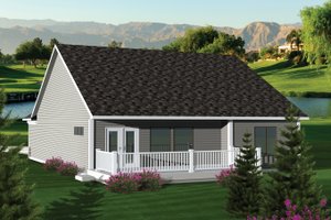 Exterior - Rear Elevation for Ranch House Plan #70-1041 - 2 bed, 2 bath