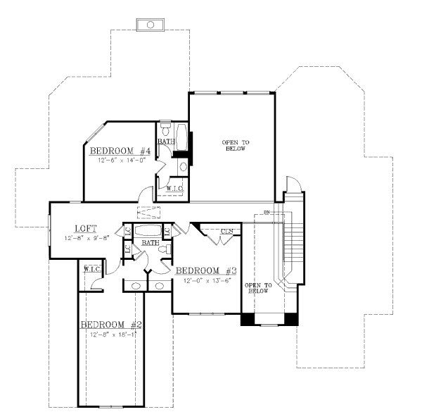 European Floor Plan - Upper Floor Plan #119-349