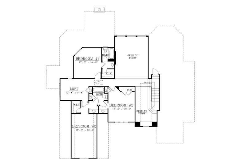 Dream House Plan - Floor Plan - Upper Floor for European House Plan #119-349 - 4 bed, 3 bath