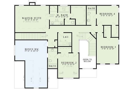 Floor Plan - Upper Floor for Traditional House Plan #17-2072 - 5 bed, 4 bath